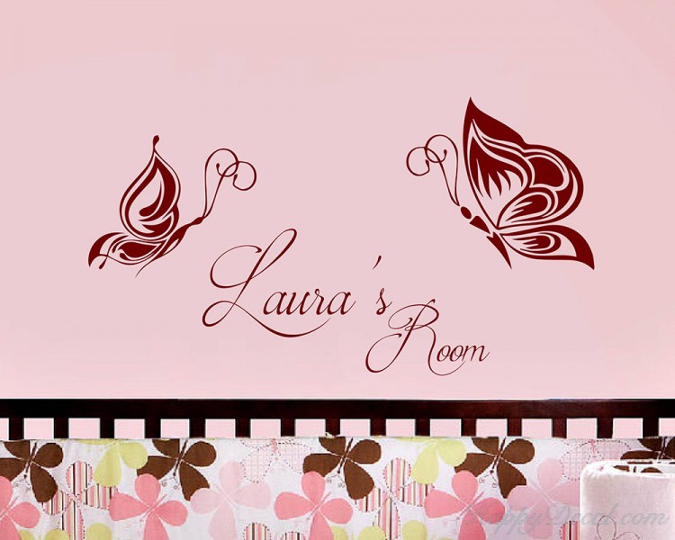 Butterfly Customized Name Children Wall Decals Baby Nursery Name Wall Stickers